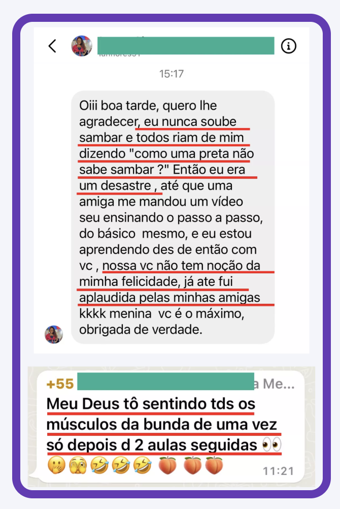 Depoimento de aluna do Método Sambe-se 1