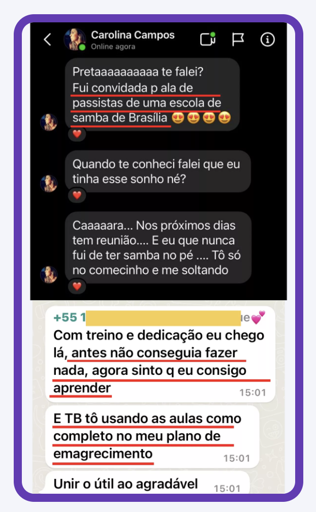 Depoimento de aluna do Método Sambe-se 5